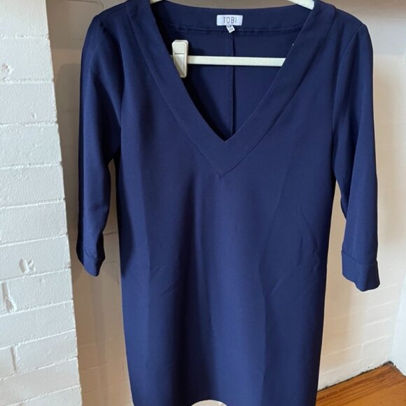 Tobi 3/4 Sleeve Shift Dress - Navy Small - Picture 1 of 6